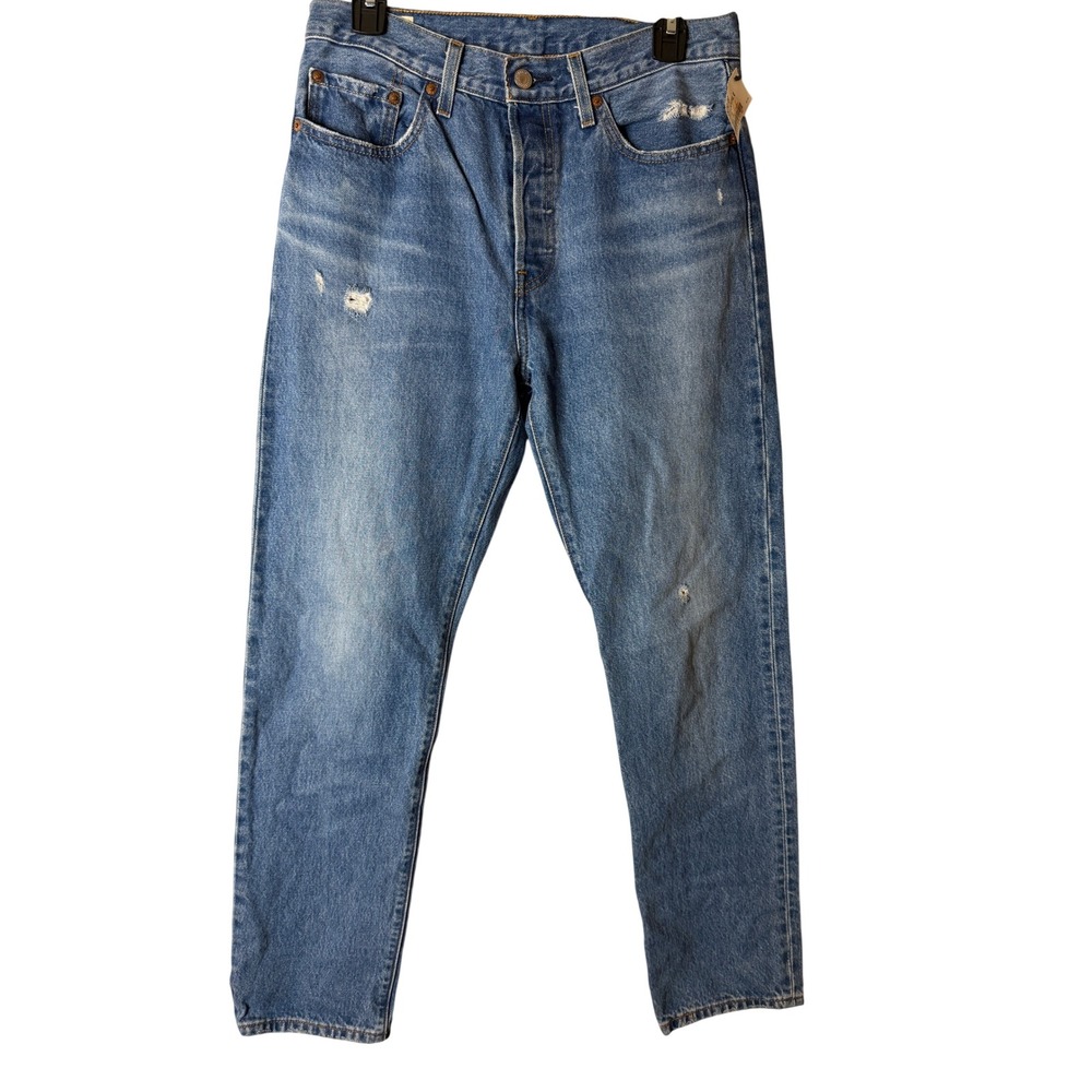 Levis Capital E Jeans Womens 28 Straight Leg Distressed Button Fly Medium Wash